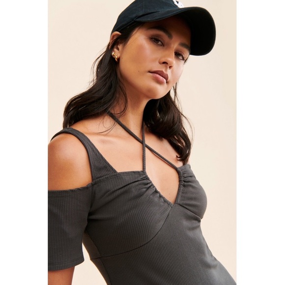 by Anthropologie The Sardinia Mini Dress Grey Black New NWT ANTHRO Summer XSP - Picture 5 of 8